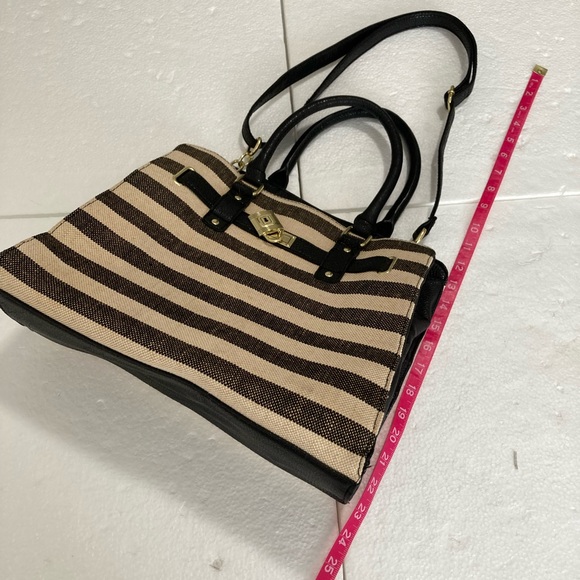 Striped Black and Tan Women's Handbag - Picture 7 of 10